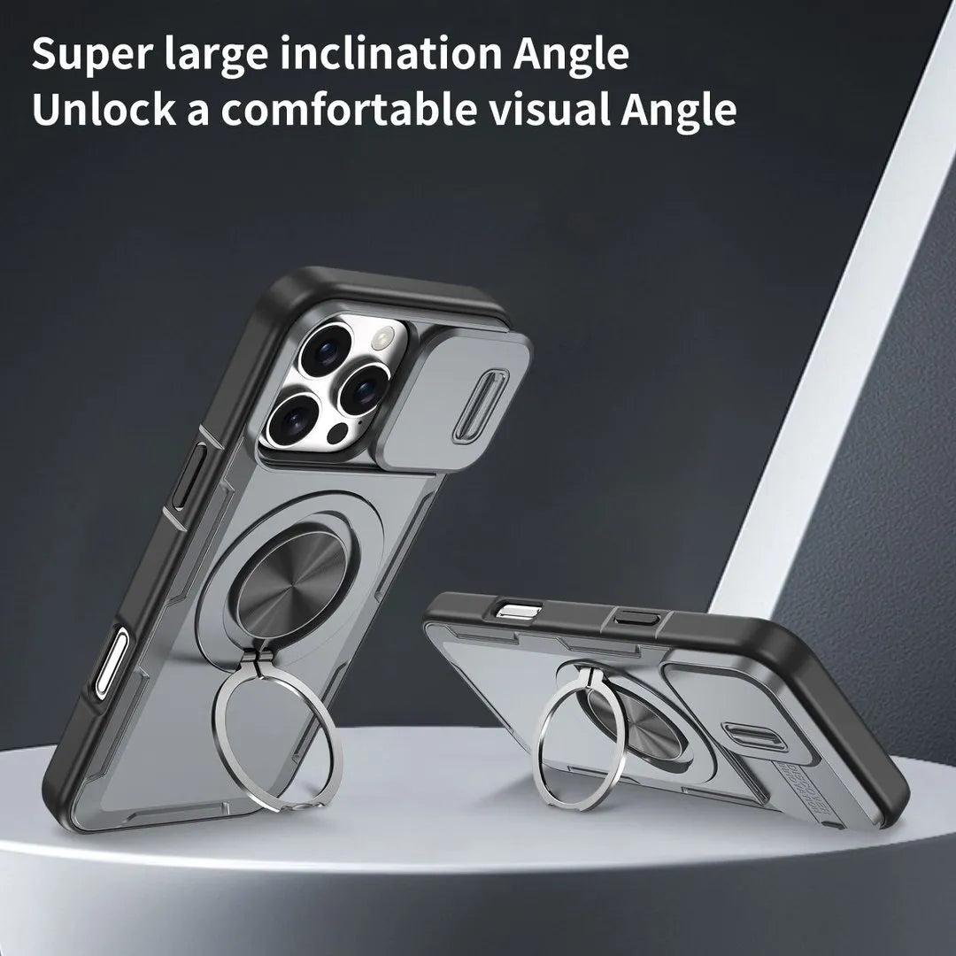 2-in-1 Magnetic Sliding Lens Case, Grey for iPhone 16 Pro