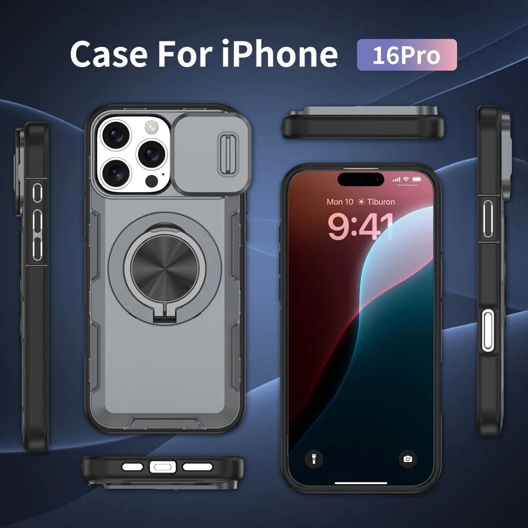 2-in-1 Magnetic Sliding Lens Case, Grey for iPhone 16 Pro