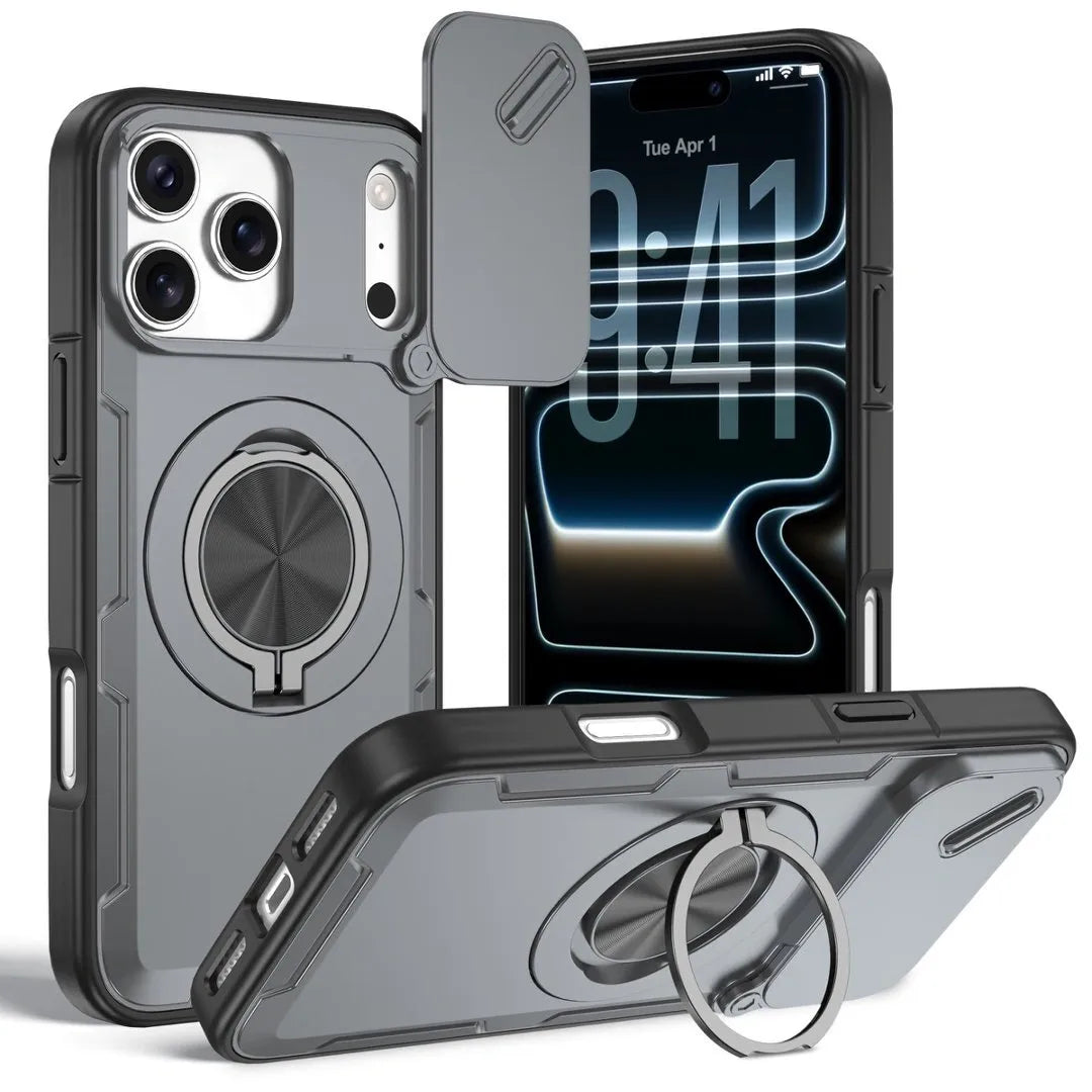 2-in-1 Magnetic Sliding Lens Case, Grey for iPhone 17 Pro Max