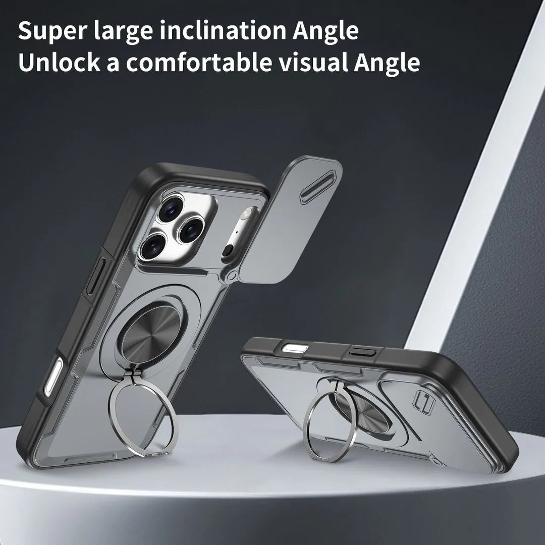 2-in-1 Magnetic Sliding Lens Case, Grey for iPhone 17 Pro Max