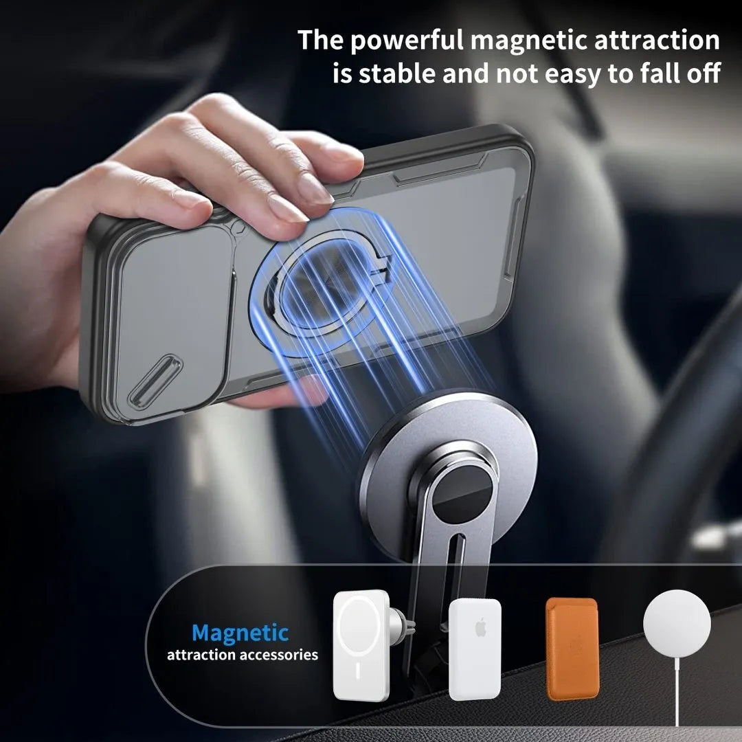 2-in-1 Magnetic Sliding Lens Case, Grey for iPhone 17 Pro Max