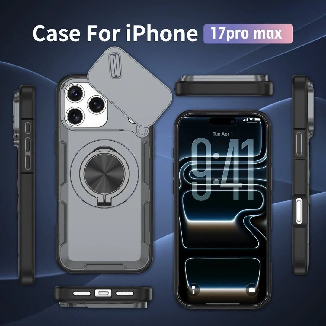 2-in-1 Magnetic Sliding Lens Case, Grey for iPhone 17 Pro Max