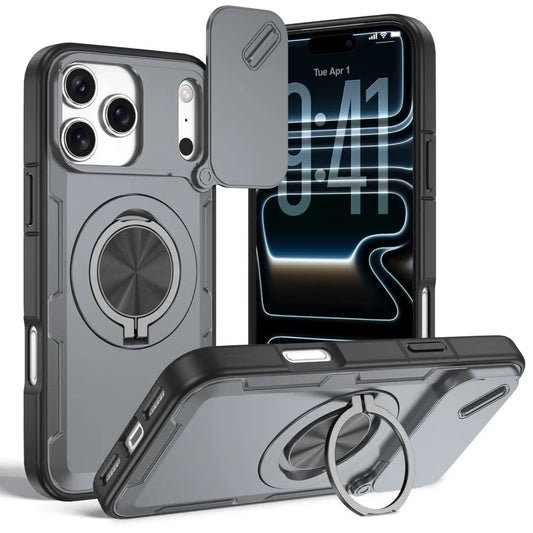 2-in-1 Magnetic Sliding Lens Case, Grey for iPhone 17 Pro