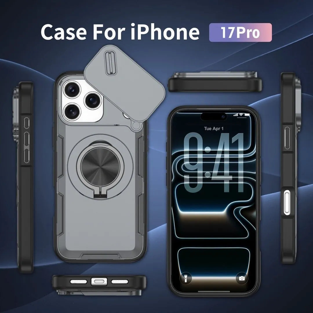 2-in-1 Magnetic Sliding Lens Case, Grey for iPhone 17 Pro