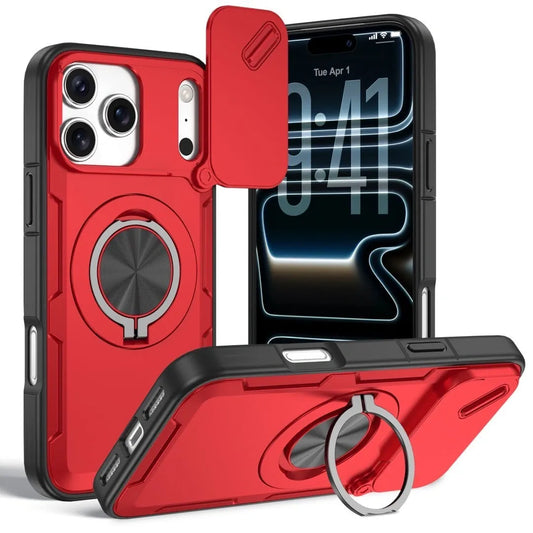 2-in-1 Magnetic Sliding Lens Case, Red for iPhone 17 Pro