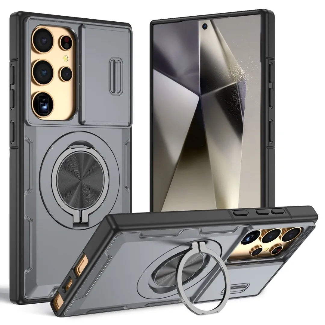 2-in-1 Magnetic Sliding Lens Case, Grey for Samsung S24Ultra