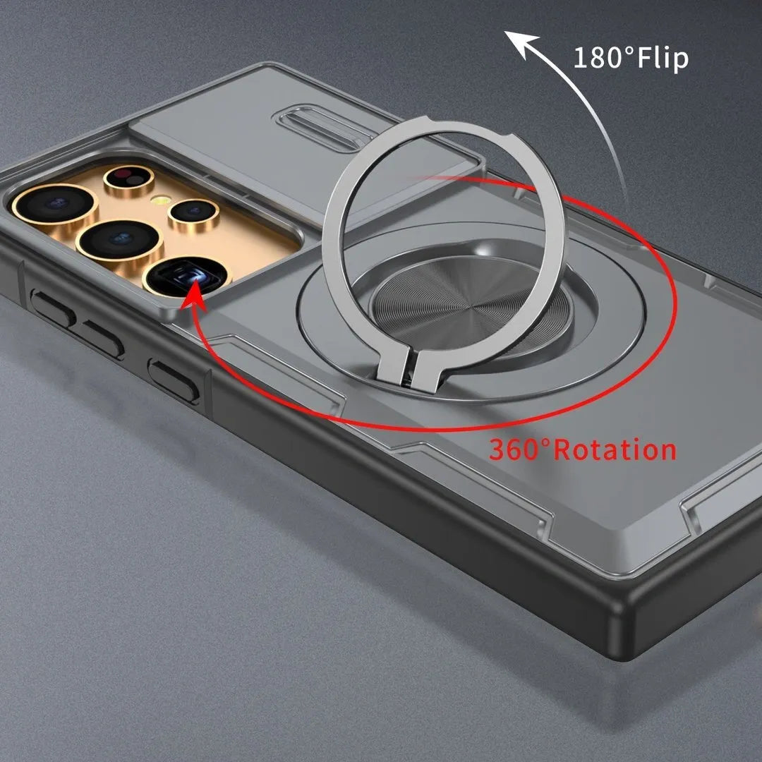 2-in-1 Magnetic Sliding Lens Case, Grey for Samsung S24Ultra
