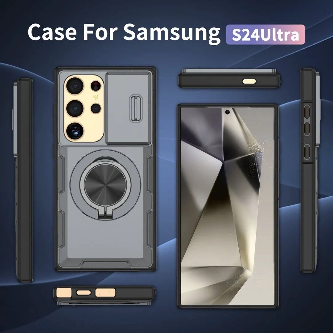 2-in-1 Magnetic Sliding Lens Case, Grey for Samsung S24Ultra