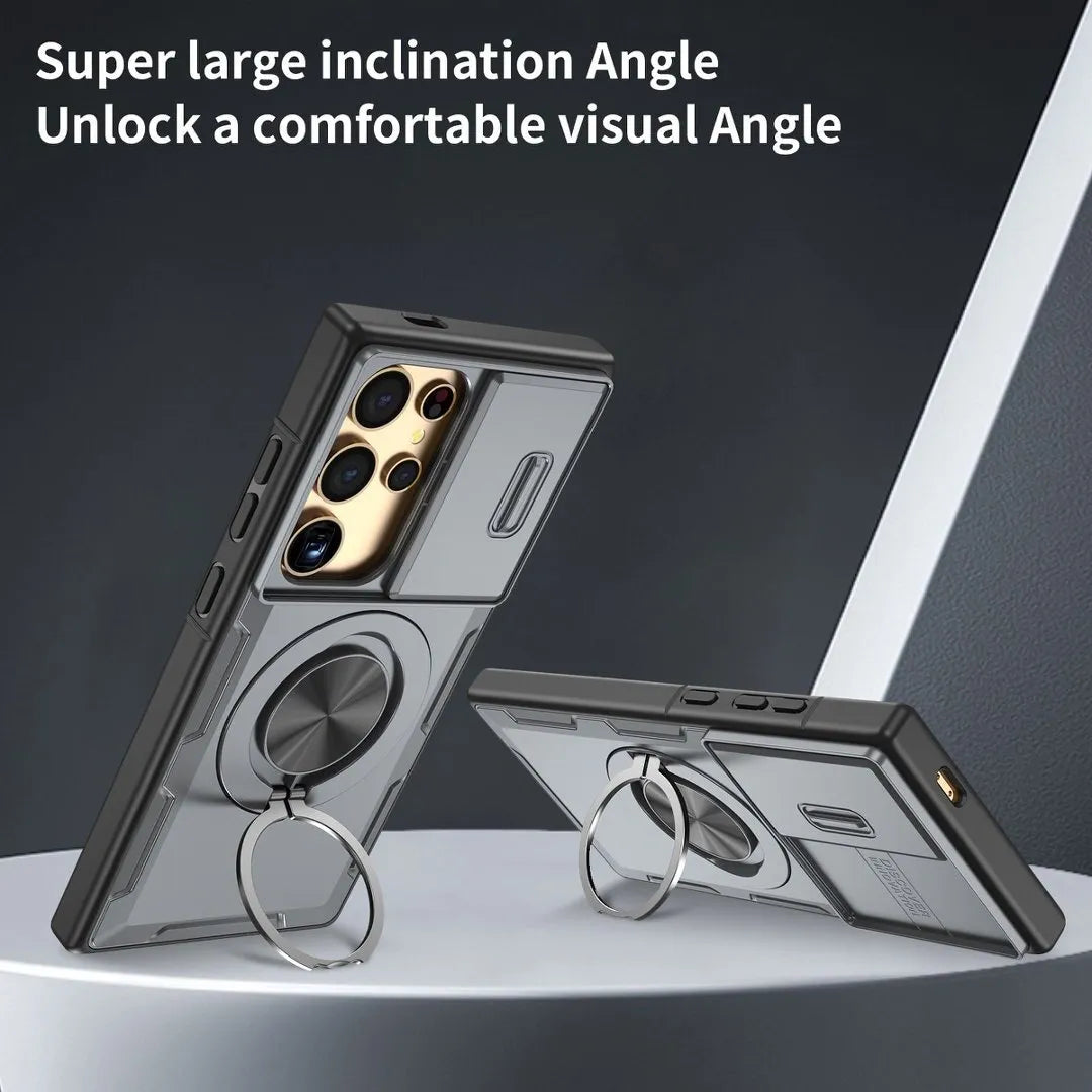 2-in-1 Magnetic Sliding Lens Case, Grey for Samsung S25Ultra