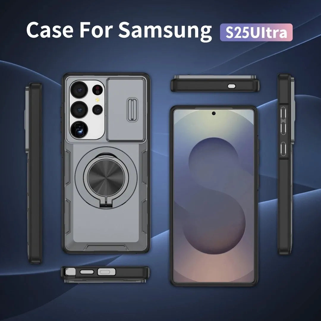 2-in-1 Magnetic Sliding Lens Case, Grey for Samsung S25Ultra