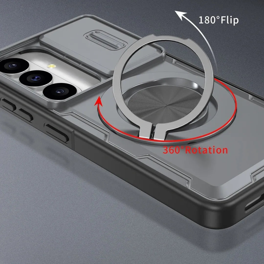 2-in-1 Magnetic Sliding Lens Case, Grey for Samsung S26