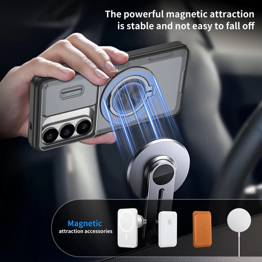 2-in-1 Magnetic Sliding Lens Case, Grey for Samsung S26