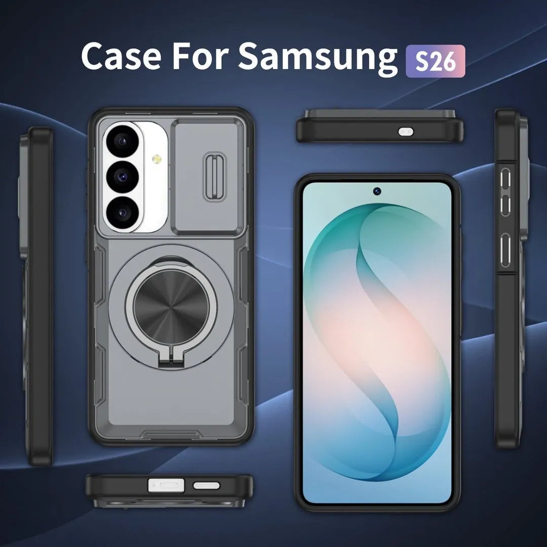 2-in-1 Magnetic Sliding Lens Case, Grey for Samsung S26