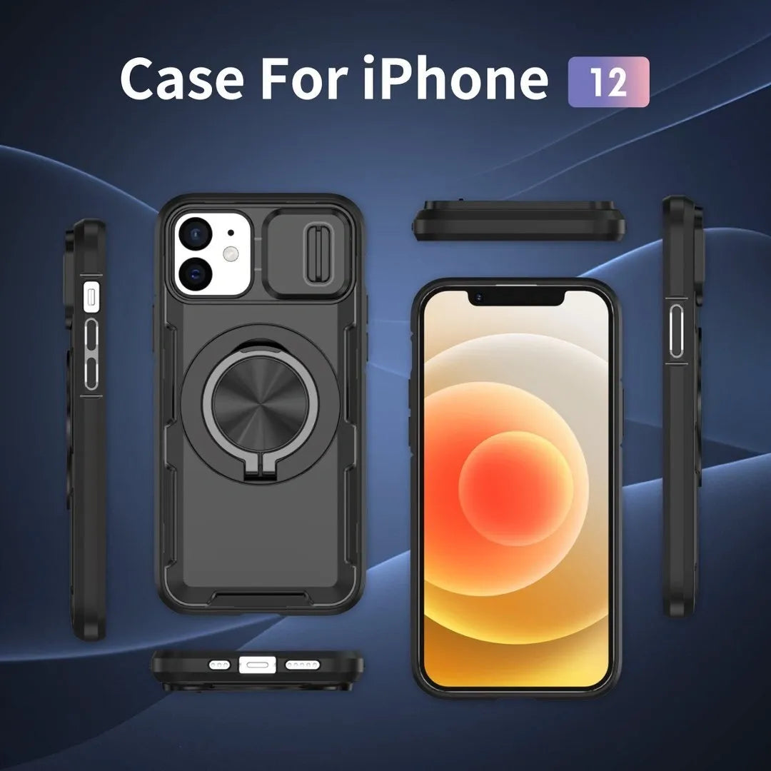 Red Warrior 2-in-1 Magnetic Sliding Lens Case black for iPhone 12