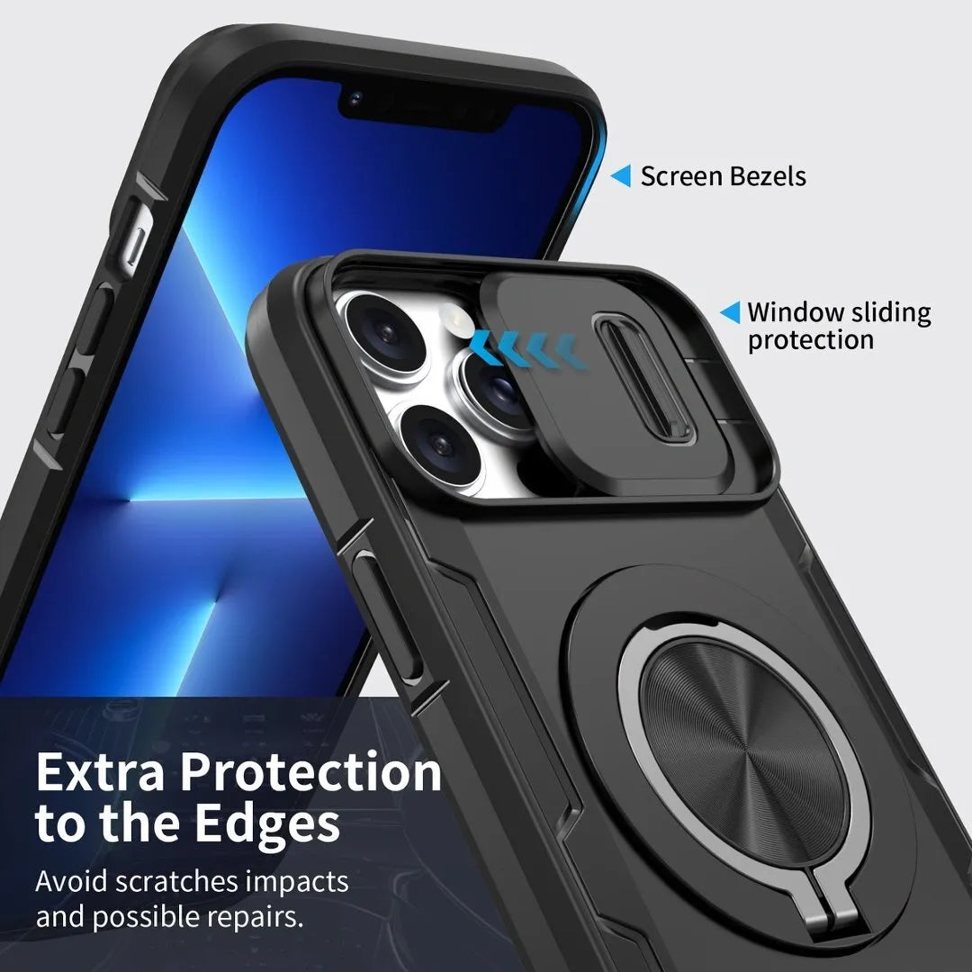 Red Warrior 2-in-1 Magnetic Sliding Lens Case black for iPhone 12 Pro Max