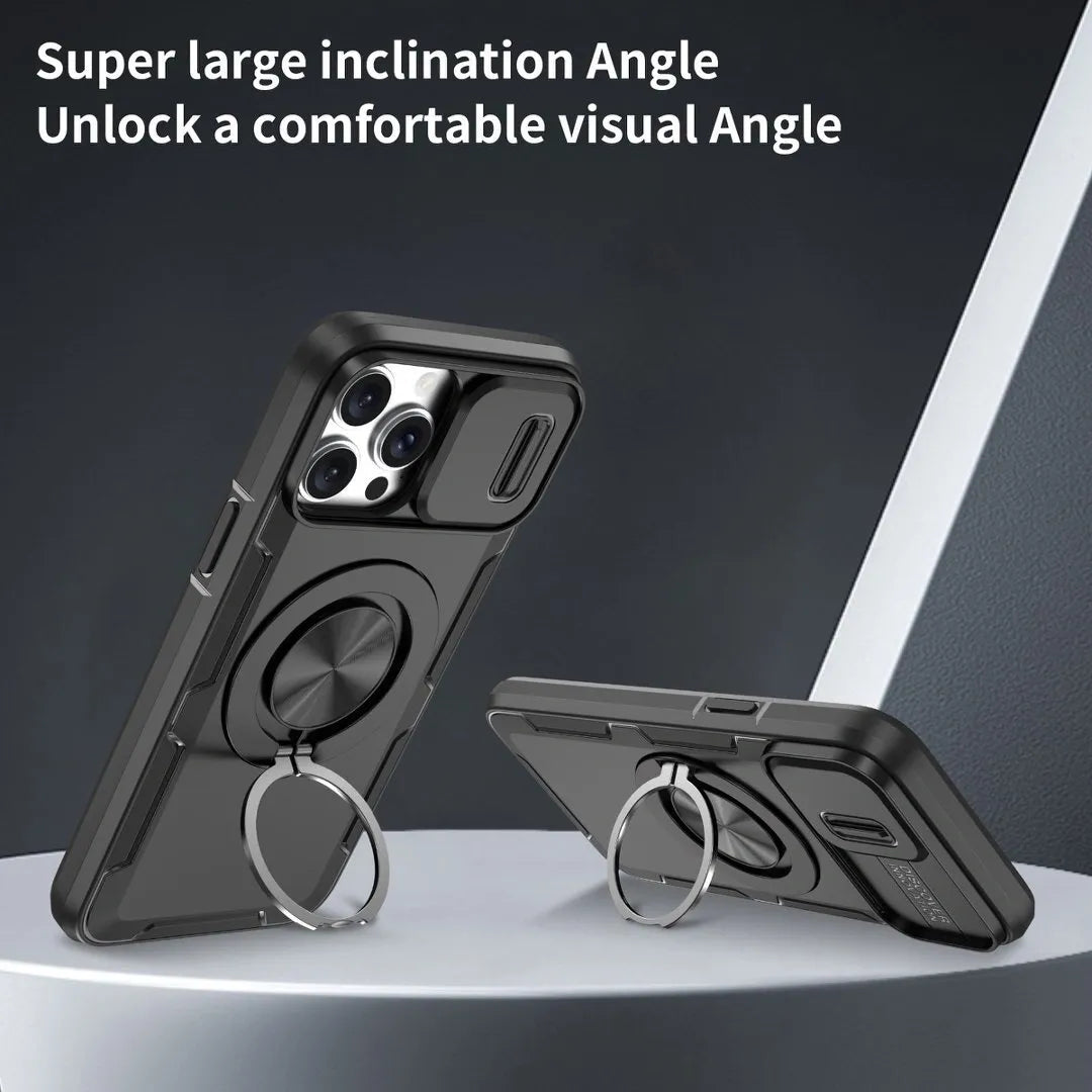 Red Warrior 2-in-1 Magnetic Sliding Lens Case black for iPhone 13