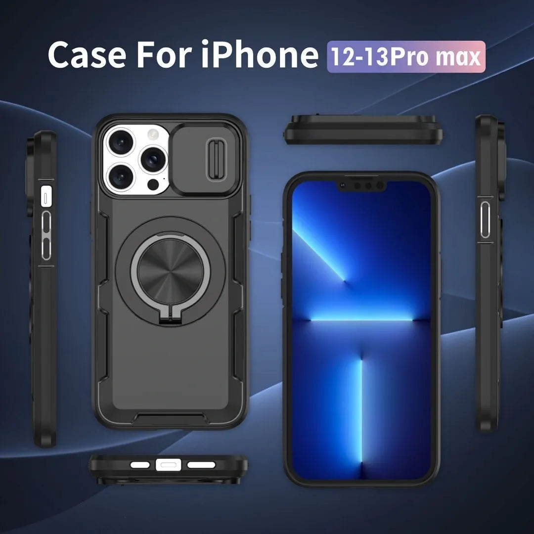 Red Warrior 2-in-1 Magnetic Sliding Lens Case black for iPhone 13 Pro Max