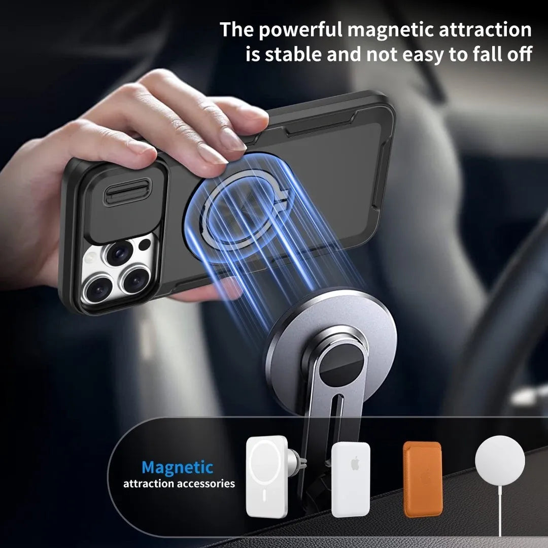 Red Warrior 2-in-1 Magnetic Sliding Lens Case black for iPhone 13 Pro Max