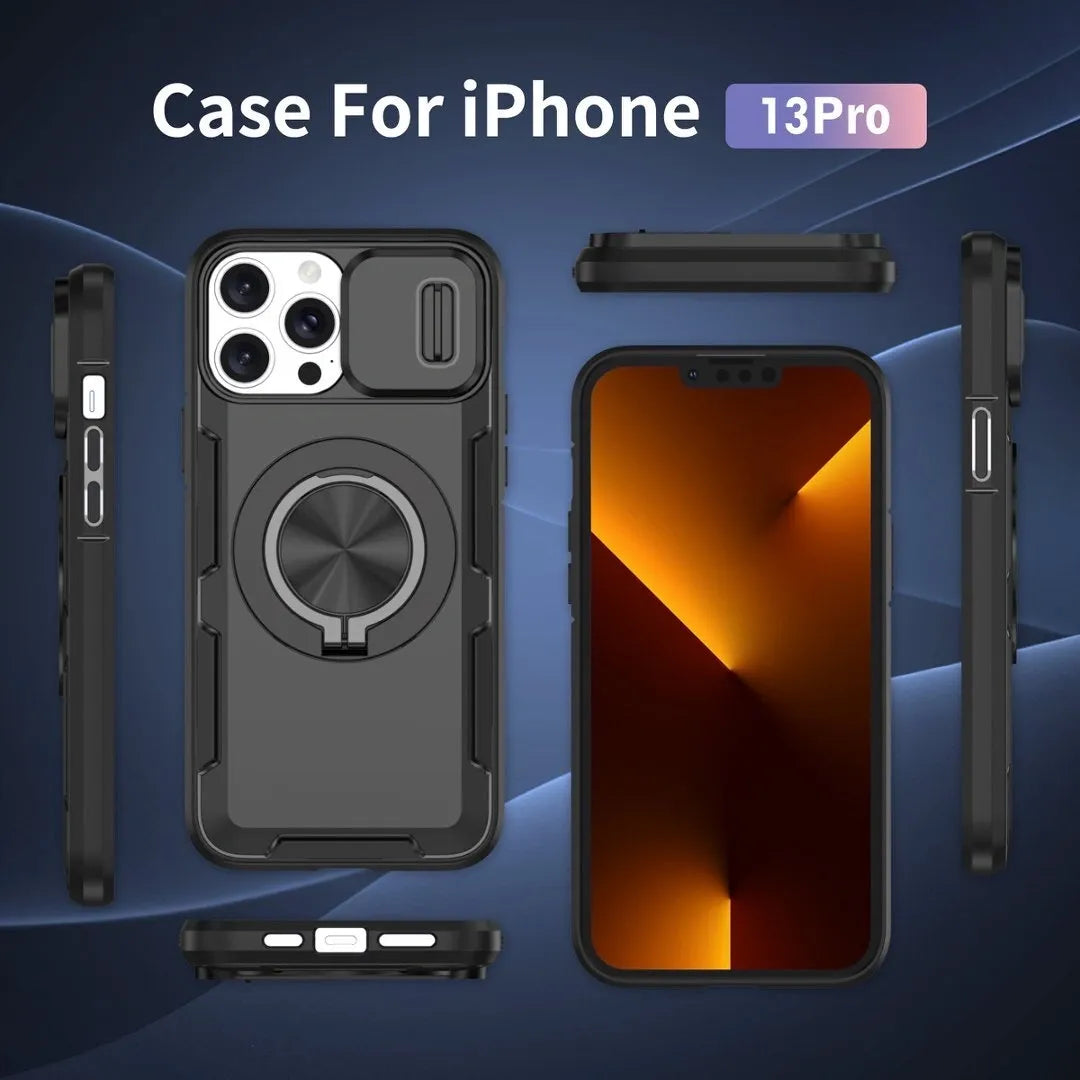 Red Warrior 2-in-1 Magnetic Sliding Lens Case black for iPhone 13 Pro