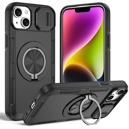 Red Warrior 2-in-1 Magnetic Sliding Lens Case black for iPhone 14 Plus