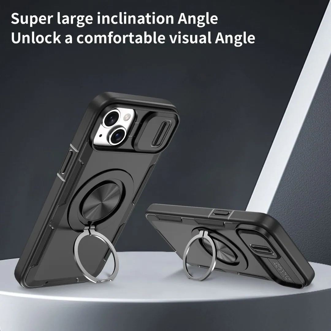 Red Warrior 2-in-1 Magnetic Sliding Lens Case black for iPhone 14 Plus