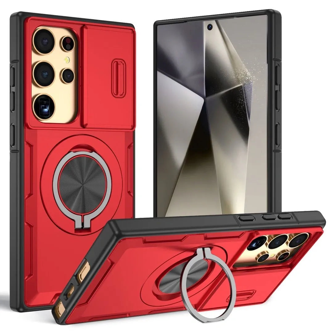 2-in-1 Magnetic Sliding Lens Case, Red for Samsung S24Ultra
