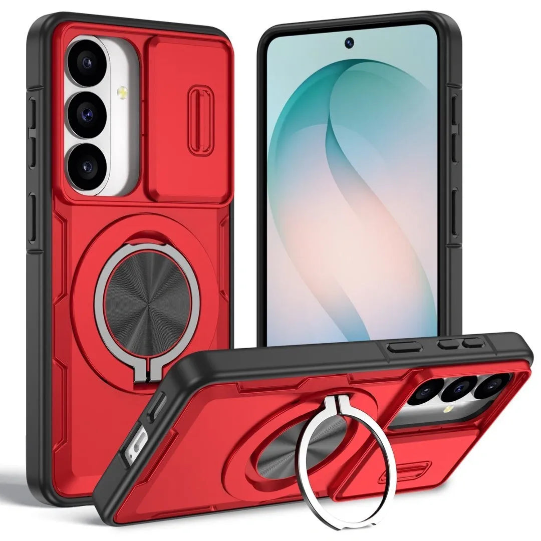 2-in-1 Magnetic Sliding Lens Case, Red for Samsung S26