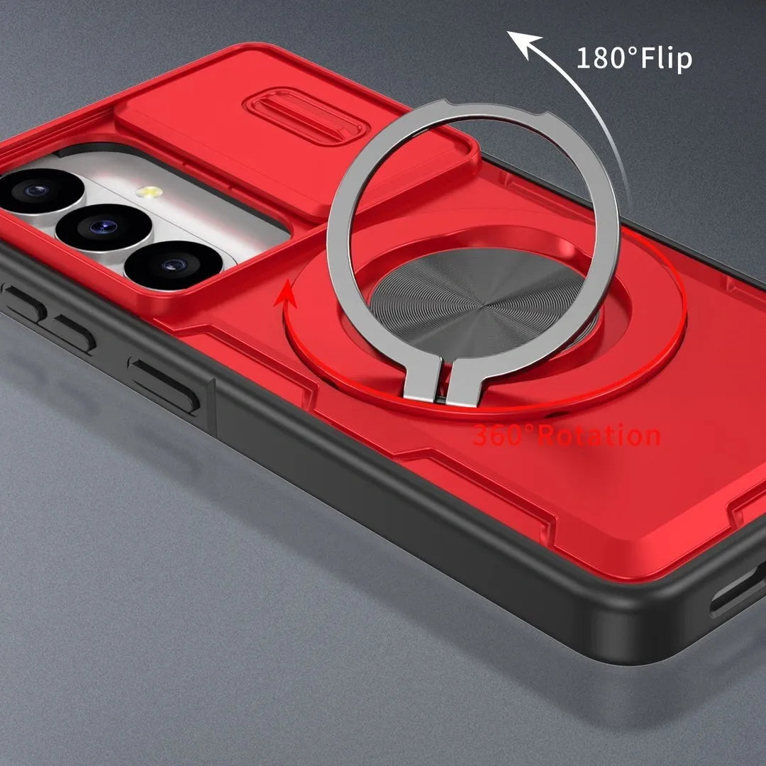 2-in-1 Magnetic Sliding Lens Case, Red for Samsung S26