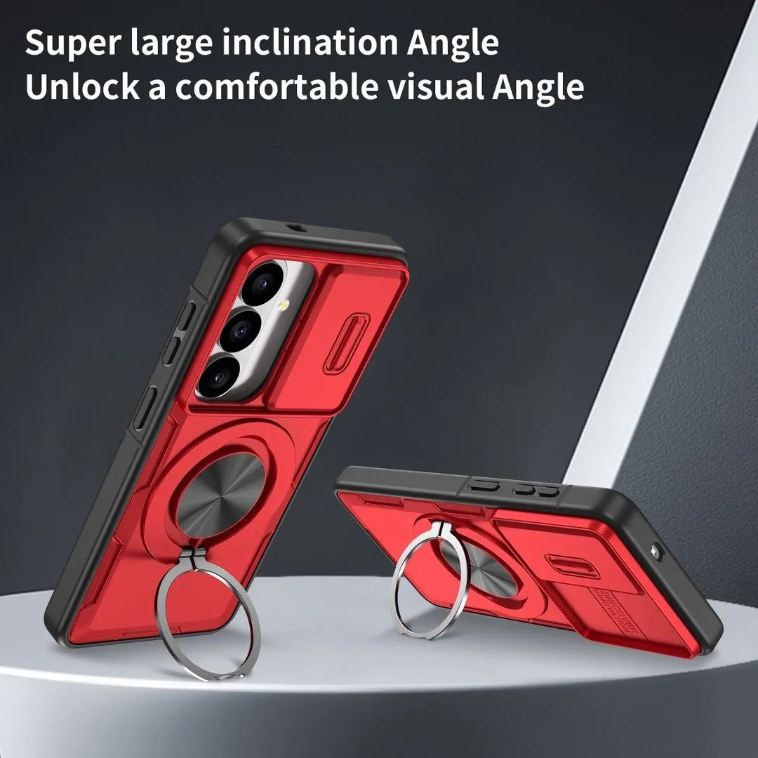 2-in-1 Magnetic Sliding Lens Case, Red for Samsung S26