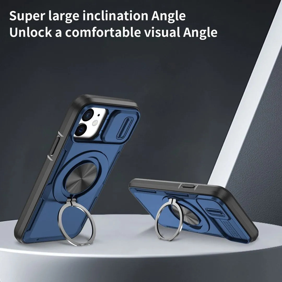 Red Warrior 2-in-1 Magnetic Sliding Lens Case blue for iPhone 12