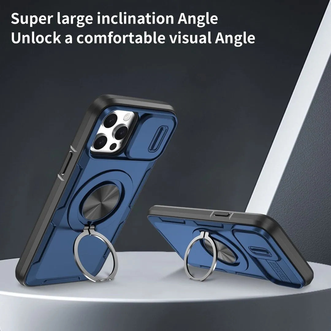 Red Warrior 2-in-1 Magnetic Sliding Lens Case blue for iPhone 12 Pro Max