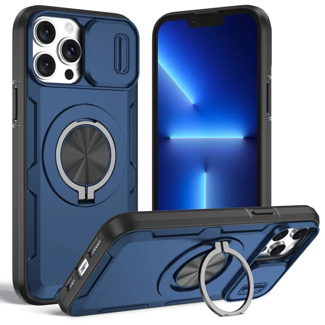 Red Warrior 2-in-1 Magnetic Sliding Lens Case blue for iPhone 13 Pro Max