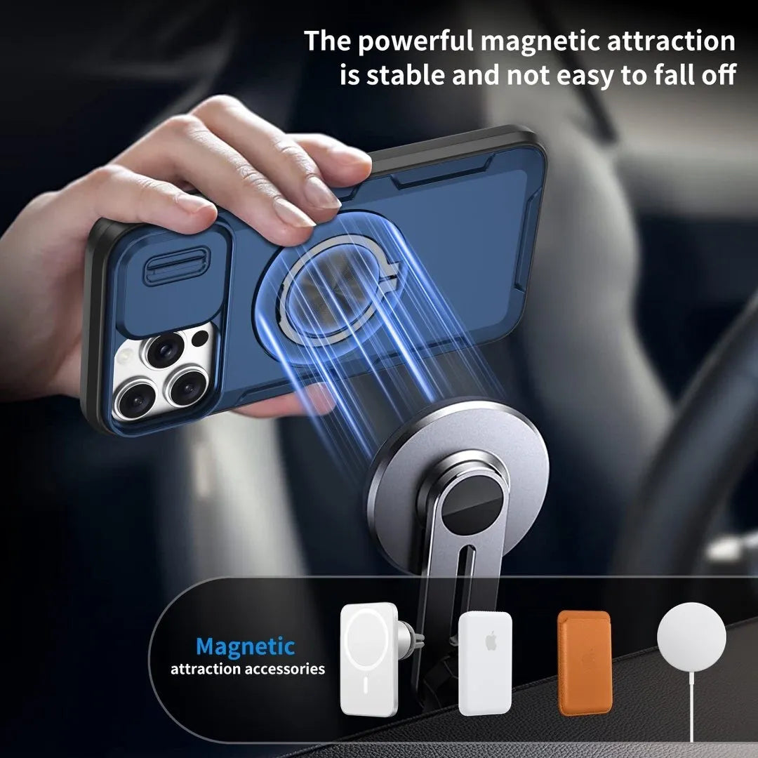 Red Warrior 2-in-1 Magnetic Sliding Lens Case blue for iPhone 13 Pro