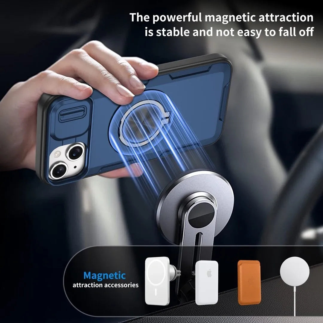 Red Warrior 2-in-1 Magnetic Sliding Lens Case blue for iPhone 14