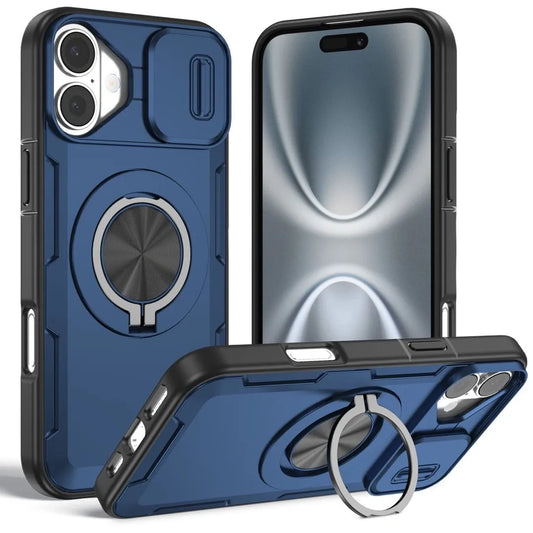 2-in-1 Magnetic Sliding Lens Case, Blue for iPhone 16