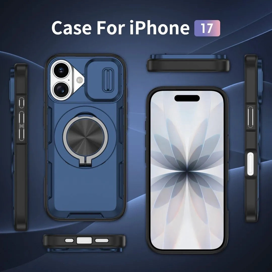 2-in-1 Magnetic Sliding Lens Case, Blue for iPhone 17