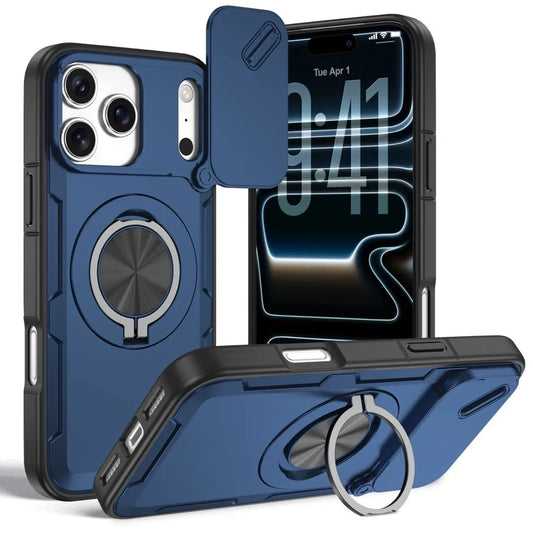 2-in-1 Magnetic Sliding Lens Case, Blue for iPhone 17 Pro