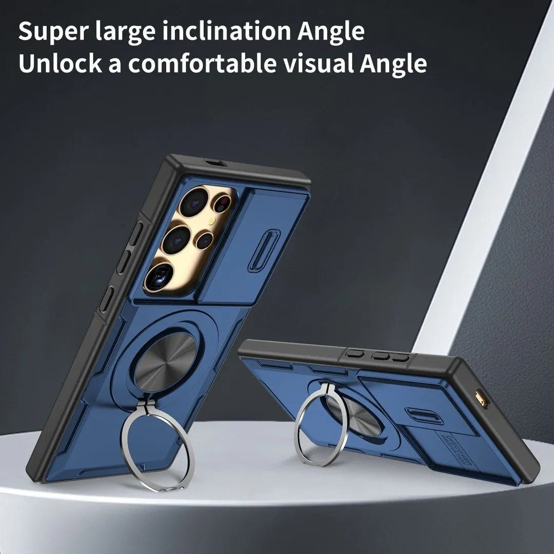2-in-1 Magnetic Sliding Lens Case, Blue for  Samsung S24Ultra