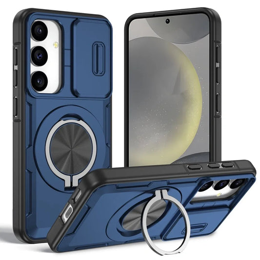 2-in-1 Magnetic Sliding Lens Case, Blue for  Samsung S25
