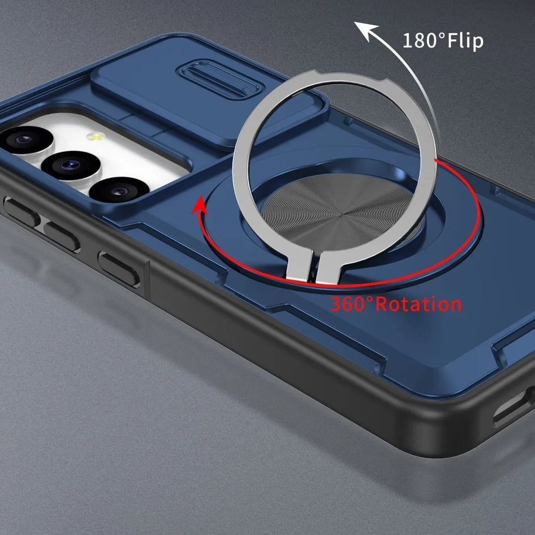 2-in-1 Magnetic Sliding Lens Case, Blue for  Samsung S25