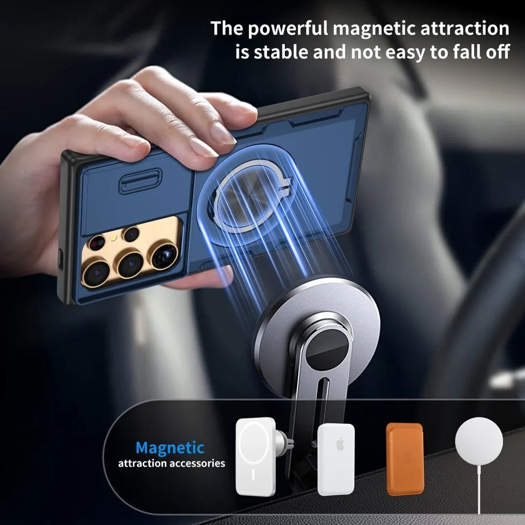 2-in-1 Magnetic Sliding Lens Case, Blue for  Samsung S25Ultra
