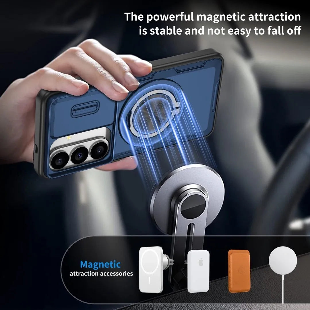 2-in-1 Magnetic Sliding Lens Case, Blue for  Samsung S26