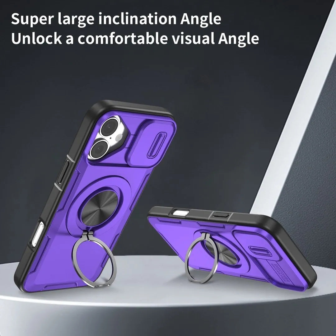 2-in-1 Magnetic Sliding Lens Case, Purple for iPhone 16