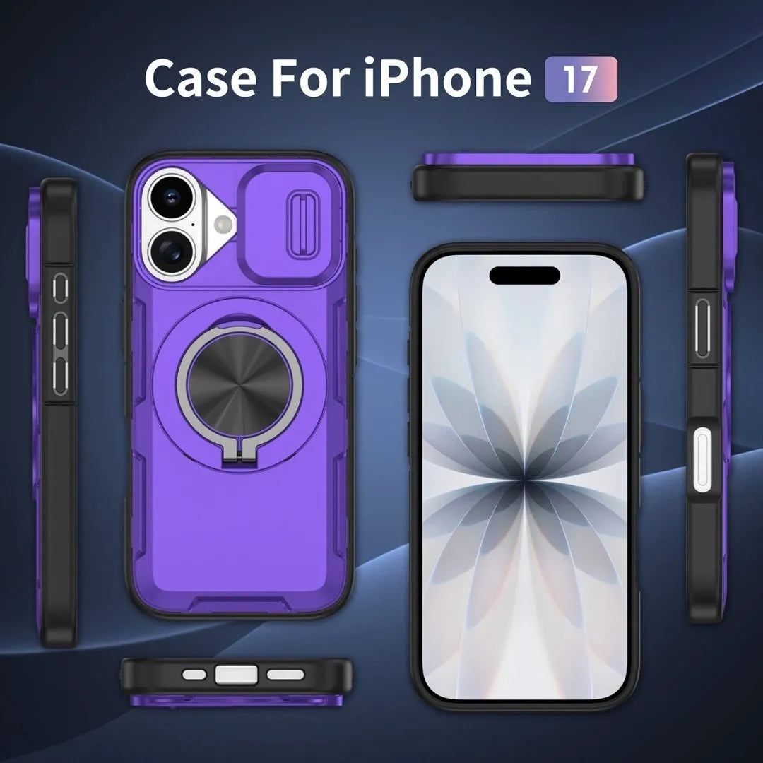 2-in-1 Magnetic Sliding Lens Case, Purple for iPhone 17