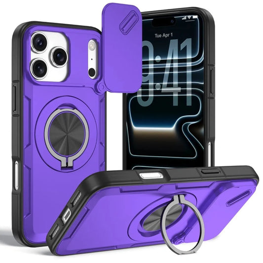 2-in-1 Magnetic Sliding Lens Case, Purple for iPhone 17 Pro Max