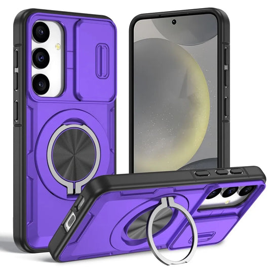 2-in-1 Magnetic Sliding Lens Case, Purple for Samsung S25