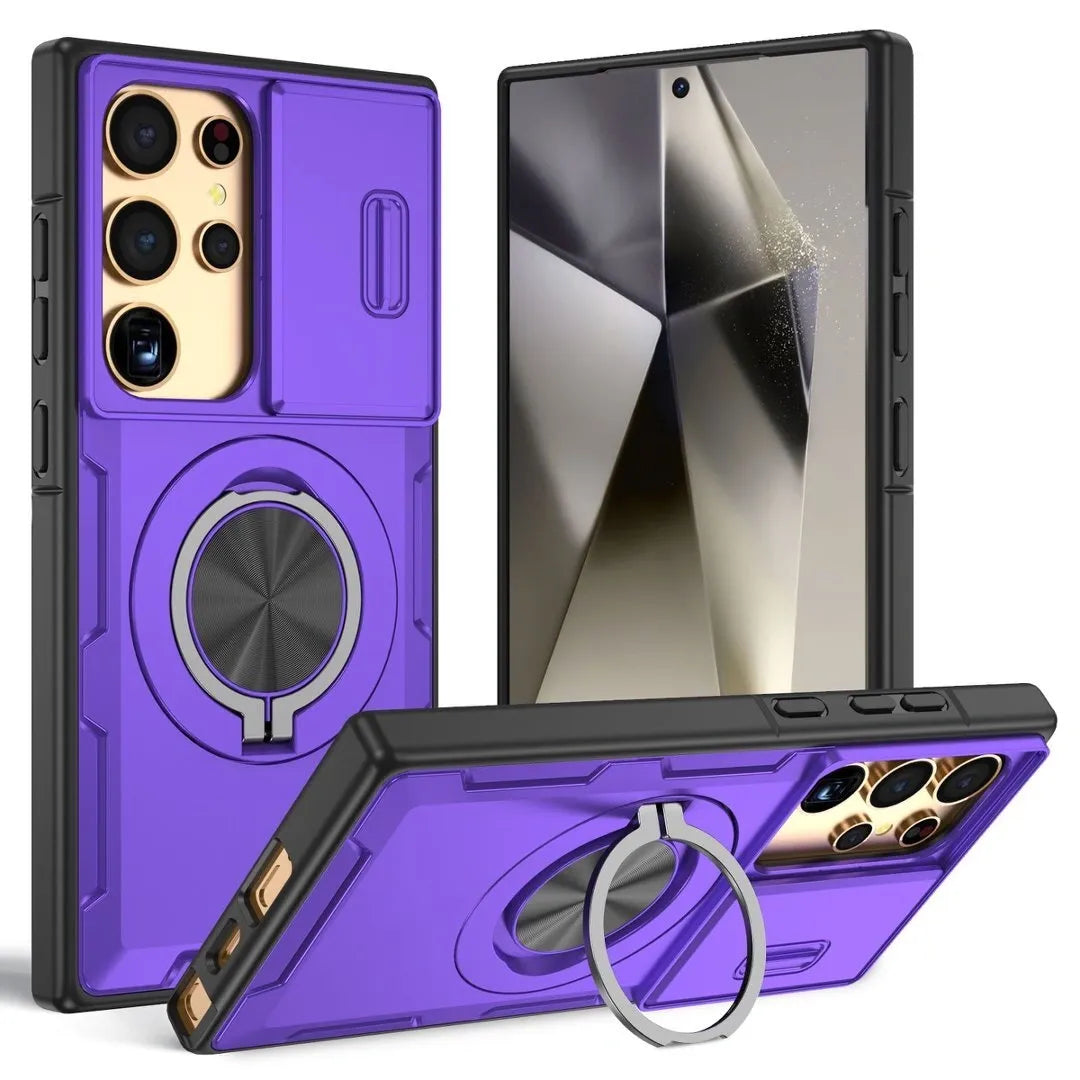 2-in-1 Magnetic Sliding Lens Case, Purple for Samsung S25Ultra