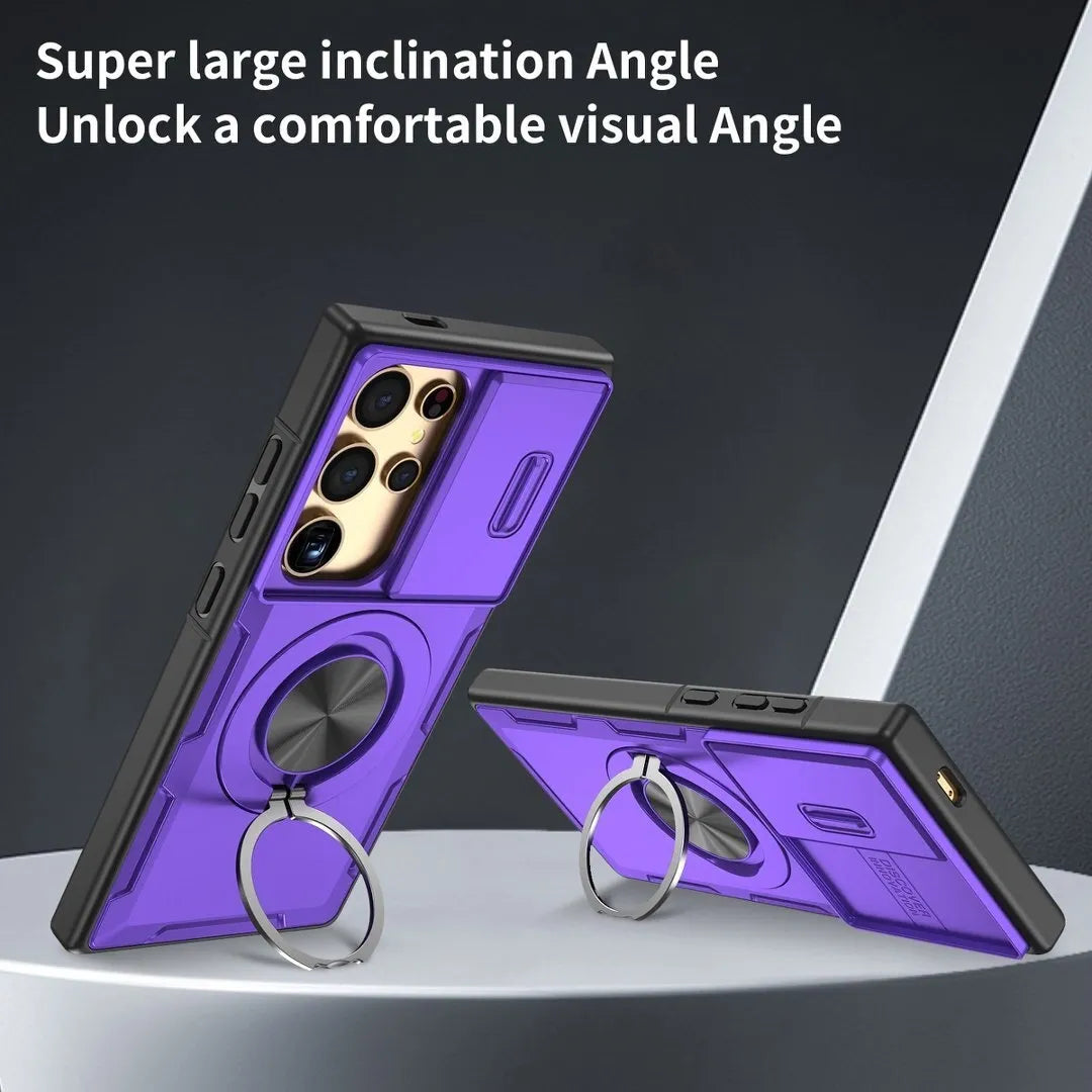 2-in-1 Magnetic Sliding Lens Case, Purple for Samsung S25Ultra