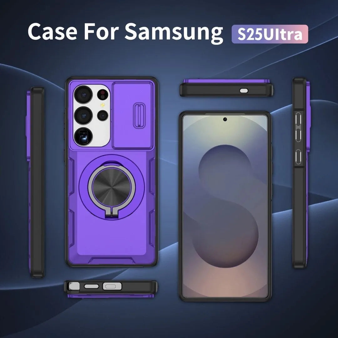 2-in-1 Magnetic Sliding Lens Case, Purple for Samsung S25Ultra