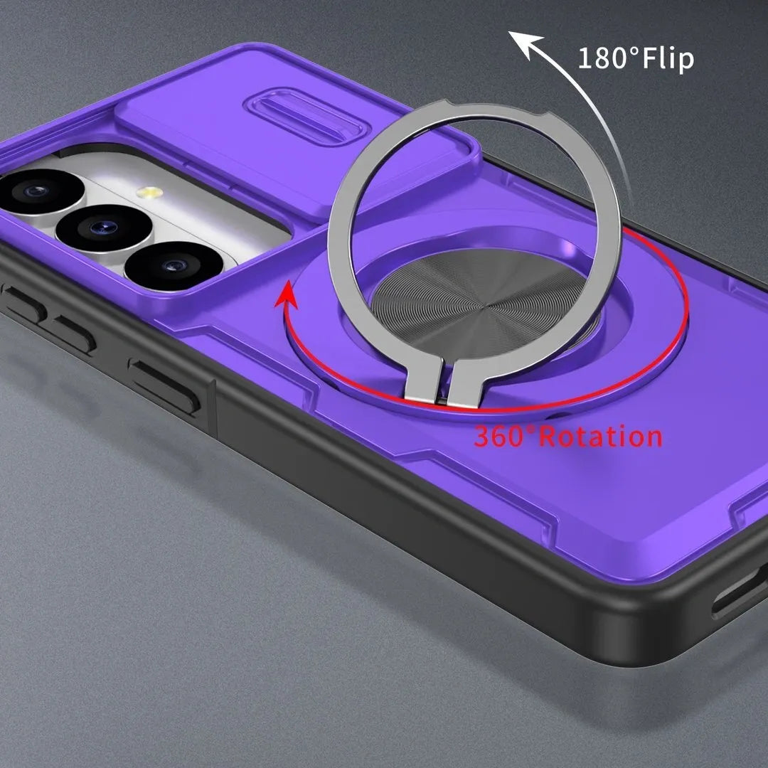 2-in-1 Magnetic Sliding Lens Case, Purple for Samsung S26